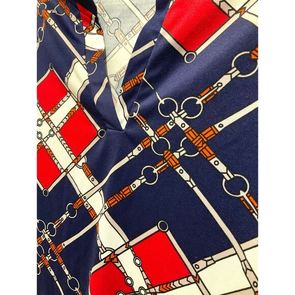 Abyoxi Women’s Shirt-Red, White & Blue Chain-link (Size M) - Picture 3 of 6
